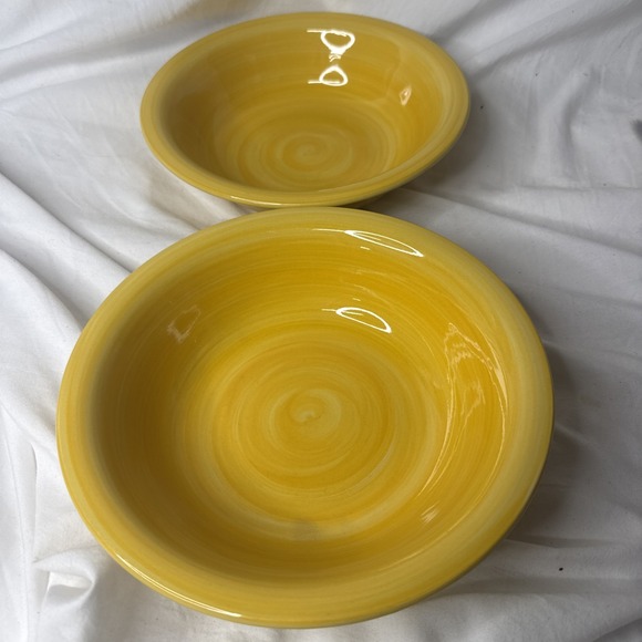 Citrus Grove Other - CITRUS GROVE Yellow Swirl Pasta Soup Cereal Bowl Hand Painted Ceramic 8.5" EUC 2